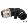 RACOR ROSCADO CODO PLASTICO T-6, M-5   CAJA 2 UNID.
