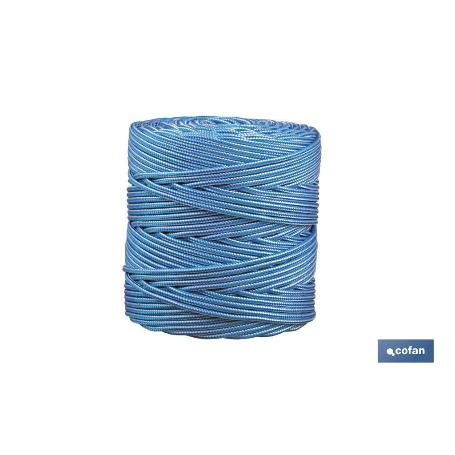 BOBINA CORDON TRENZADO POLI 5 MM 200 MTS BCO/AZUL