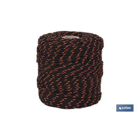 CORDÓN TRENZADO HIPPIE NEGRO/NARANJA 3 MM X 100 M