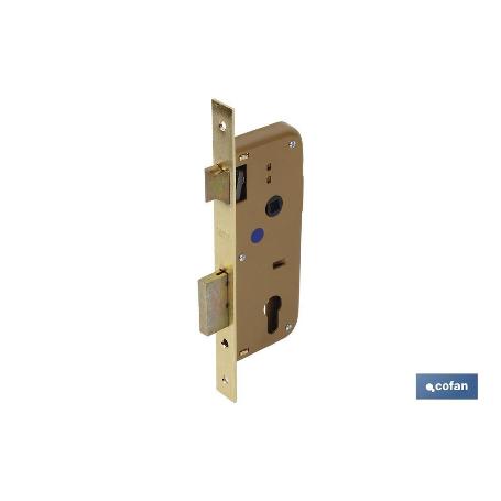 CERRADURA EMBUTIR+CERRADERO D85 E40- LATÓN (P/MADERA)