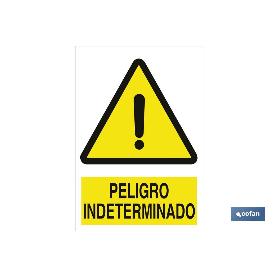 SEÑAL POLIESTIRENO 210X148 MM. PELIGRO INDETERMINADO