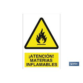 SEÑAL POLIESTIRENO 210X148MM. ¡ATENCIÓN! MATERIAS INFLAMABLES