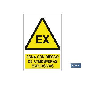 SEÑAL POLIESTIRENO 210X148MM. ZONA CON RIESGO DE ATMÓSFERAS EXPLOSIVAS