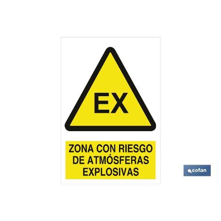 SEÑAL POLIESTIRENO 420X297MM. ZONA CON RIESGO DE ATMÓSFERAS EXPLOSIVAS