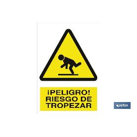 SEÑAL POLIESTIRENO 297X210MM. ¡PELIGRO! RIESGO DE TROPEZAR