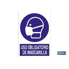 SEÑAL POLIESTIRENO 1,5MM 210X148 USO OBLIGATORIO DE MASCARILLA