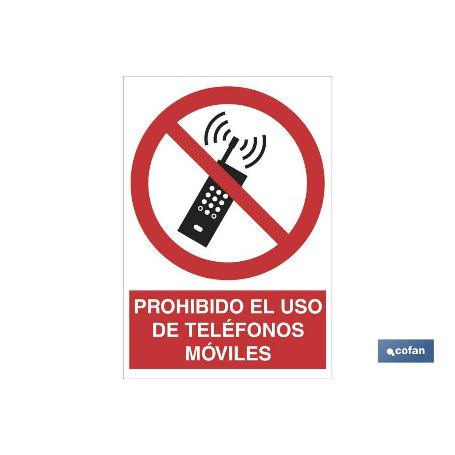 SEÑAL POLIESTIRENO 210X148MM. PROHIBIDO EL USO DE TELÉFONOS MÓVILES