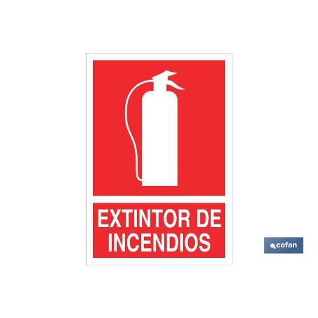 SEÑAL LUMINISCENTE 210X148MM. EXTINTOR DE INCENDIOS PICTOGRAMA + TEXTO