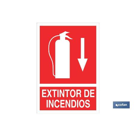 SEÑAL LUMINISCENTE 210X148MM. EXTINTOR DE INCENDIOS PICTOGRAMA + TEXTO