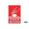 SEÑAL LUMINISCENTE 148X105MM. PARADA DE EMERGENCIA PICTOGRAMA + TEXTO