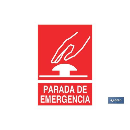 SEÑAL LUMINISCENTE 210X148MM. PARADA DE EMERGENCIA PICTOGRAMA + TEXTO