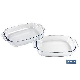 SET DE 2 FUENTES OVALADAS ANCHAS DE VIDRIO BOROSILICATO MODELO BARITINA 2700 ML - 3800 ML