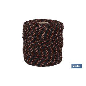 CORDÓN TRENZADO HIPPIE NEGRO/NARANJA 3 MM X 25 M