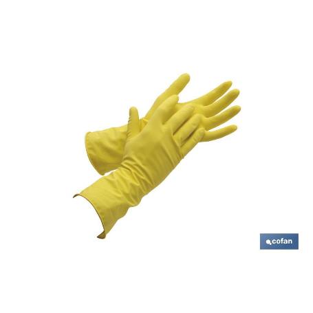 GUANTE AMARILLO LATEX FLOCADO T 8   CAJA 12 UNID.