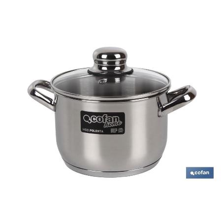 CACEROLA  INOX INDUC.2.L MOD POLENTA T/VIDRIO Ø160 MM