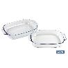 SET DE 2 FUENTES OVALADAS ANCHAS DE VIDRIO BOROSILICATO MODELO BARITINA 2700 ML - 3800 ML