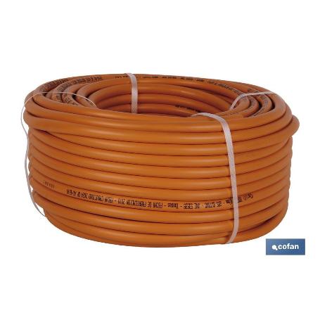 TUBO GAS FLEXIBLE NARANJA UNE 53539 Ø8X60M