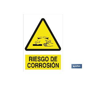 SEÑAL POLIESTIRENO 297X210MM RIESGO DE CORROSIÓN