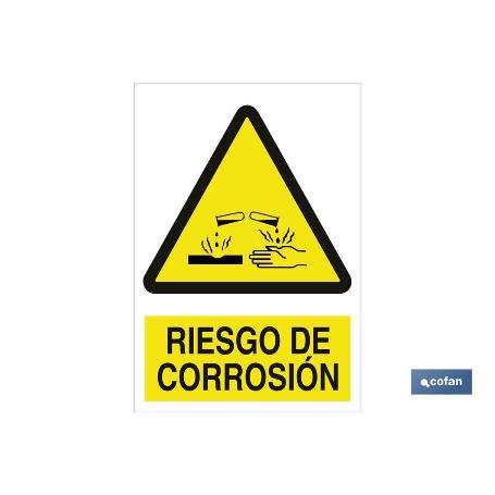 SEÑAL POLIESTIRENO 297X210MM RIESGO DE CORROSIÓN