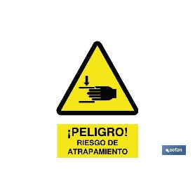 SEÑAL ADHESIVA 148X105MM. ¡PELIGRO! RIESGO DE ATRAPAMIENTO