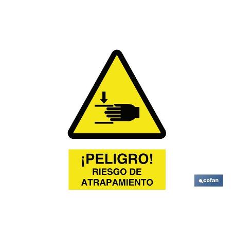 SEÑAL POLIESTIRENO 148X105MM ¡PELIGRO! RIESGO DE ATRAPAMIENTO