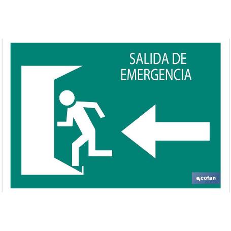 SEÑAL LUMINISCENTE 297X210MM. SALIDA EMERGENCIA IZQUIERDA TEXTO