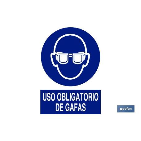 SEÑAL ADHESIVO 210X148MM. USO OBLIGATORIO DE GAFAS