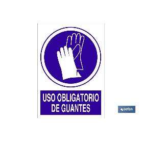 SEÑAL ADHESIVO 210X148MM. USO OBLIGATORIO DE GUANTES