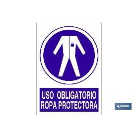 SEÑAL POLIESTIRENO 210X148MM USO OBLIGATORIO ROPA PROTECTORA