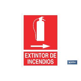 SEÑAL LUMINISCENTE 210X148MM. EXTINTOR DE INCENDIOS PICTOGRAMA + TEXTO