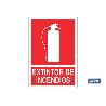 SEÑAL ADHESIVO 148X105MM. EXTINTOR DE INCENDIOS PICTOGRAMA + TEXTO