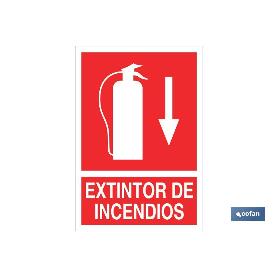 SEÑAL LUMINISCENTE 210X148MM. EXTINTOR DE INCENDIOS PICTOGRAMA + TEXTO