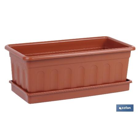 JARDINERA MARRON MODELO AZAHAR 50X21.5X16+PLATO 48X19.5CM VENTA UNITARIA