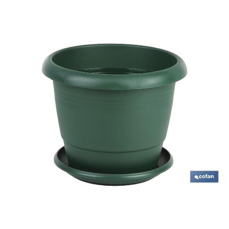 MACETA VERDE MODELO GARDENIA 22X18+PLATO18.5CM VENTA UNITARIA