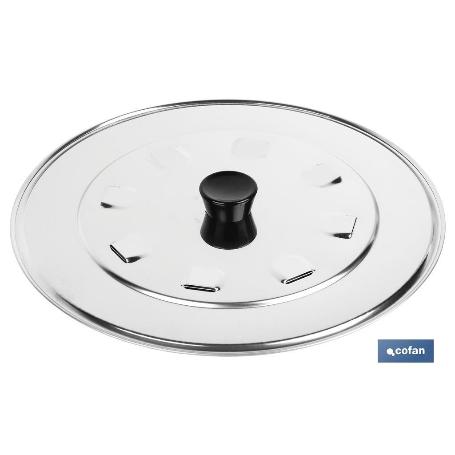 TAPA C/DESVAPO  ACERO INOX 24 CM   CAJA 12 UNID.