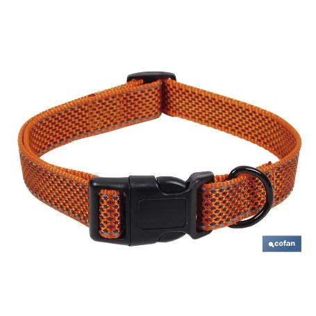 COLLAR PARA PERROS REFLECTANTE NARANJA MODELO REINA 1,5 X 30-45 CM