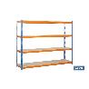 ESTANTERÍA MEDIA CARGA AZUL/NARANJA 4 BALDAS DE MADERA 2000 X 1500 X 600 MM