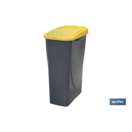 Cubo de basura para reciclar 25 litros color amarillo 21.5 x 36 x 51 cm