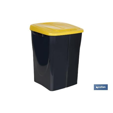 CUBO DE BASURA PARA RECICLAR 45 LITROS  COLOR AMARILLO 36.5 X 36 X 51  CM