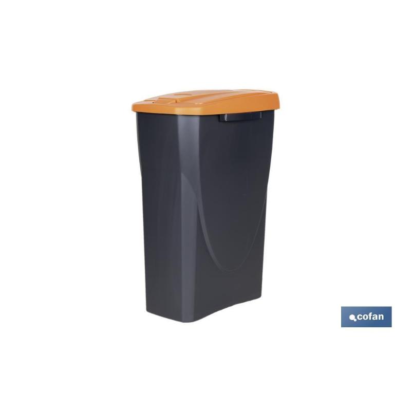Cubo de basura para reciclar 25 litros color naranja 21.5 x 36 x 51 cm