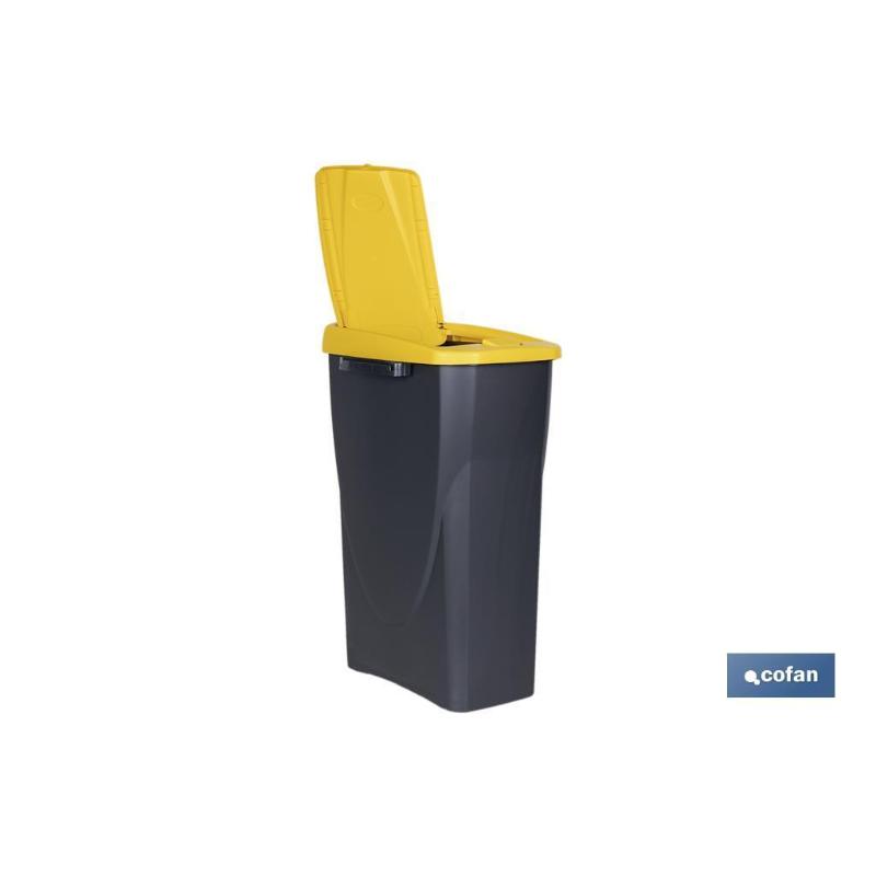 Cubo de basura para reciclar 25 litros color amarillo 21.5 x 36 x 51 cm