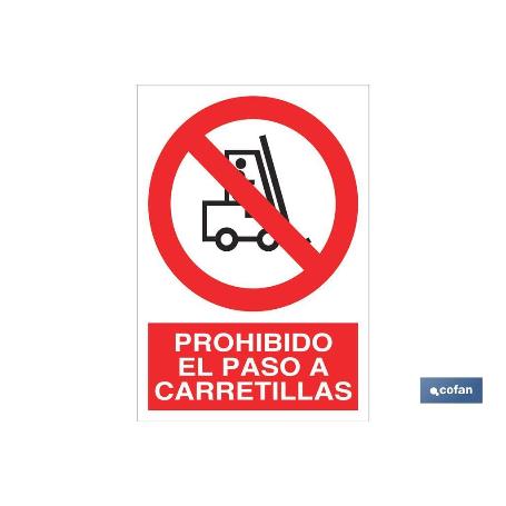 SEÑAL POLIESTIRENO 210X148MM PROHIBIDO EL PASO A CARRETILLAS