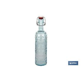 BOTELLA DE VIDRIO TRANSPARENTE AZUL CLARO CON CIERRE DE ESTRIBO 1 L   CAJA 6 UNID.