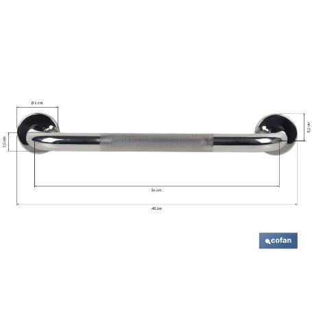 BARRA DE APOYO RECTA ANTIDESLIZANTE ACERO INOXIDABLE 304 (40 X 2.5 CM)