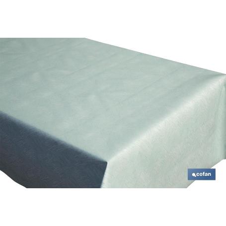 ROLLO DE MANTEL  ANTIMANCHAS RESINADO TURQUESA 60%ALG/40%POL1,40 X 20 M