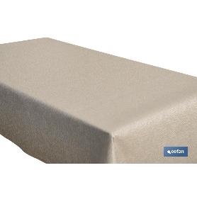 ROLLO DE MANTEL ANTIMANCHAS RESINADO TEXTURA BEIGE  60%ALG/40%POL1,40 X 20 M