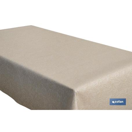 ROLLO DE MANTEL ANTIMANCHAS RESINADO TEXTURA BEIGE  60%ALG/40%POL1,40 X 20 M