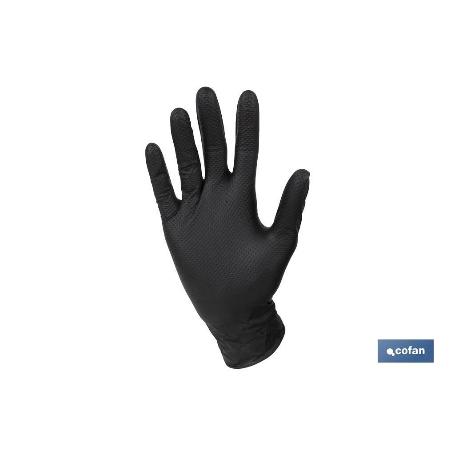 CAJA 100 UDS. GUANTES DE NITRILO NEGRO DIAMANTADO 8,5 G TALLA M