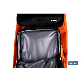 CARRO DE LA COMPRA NARANJA Y NEGRO ABATIBLE DE ALUMINIO CON 4 RUEDAS GIRATORIAS 53 L