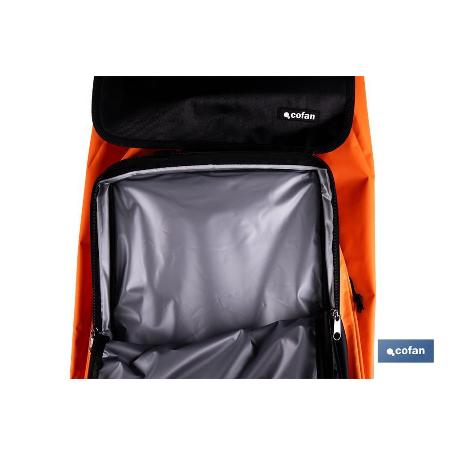 CARRO DE LA COMPRA NARANJA Y NEGRO ABATIBLE DE ALUMINIO CON 4 RUEDAS GIRATORIAS 53 L